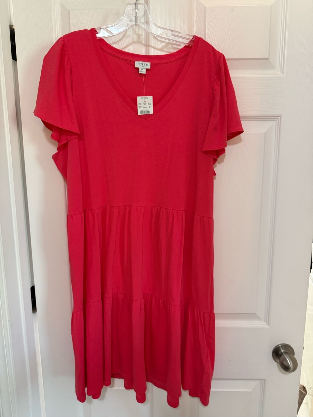 J. Crew Pink Tiered Midi Dress